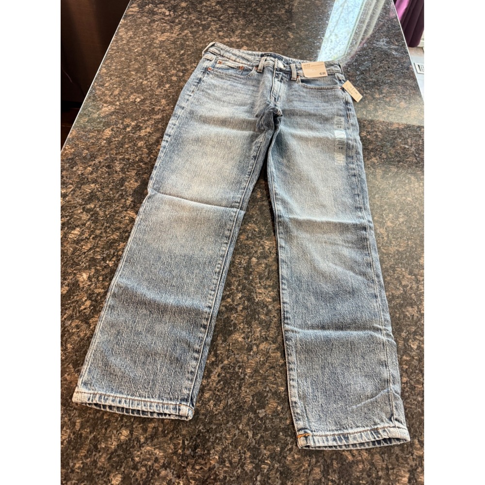 Aeropostale‎ Womens Mid Rise Ankle Straight Stretch Jeans Light Wash Blue 6R